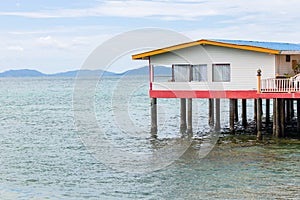 A house on stilts over water