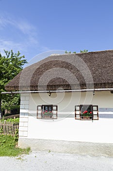 House with straw thatched roof