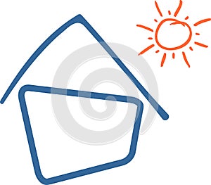 House and sun, cottage logo, real estate logo, icon