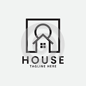house with sun and windows logo vector icon