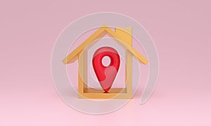 House symbol with location pin icon of real estate sale or property investment concept