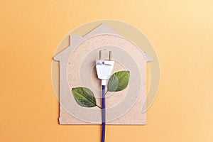 House symbol with plug like a plant. Save energy concept.