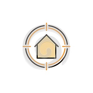 House in Target vector concept colored icon or sign