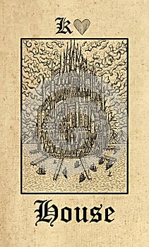 House. Tarot card from Lenormand Gothic Mysteries oracle deck