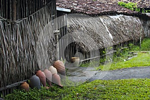 house with thatched roof in the city of Maragogipinho photo