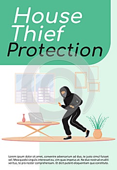 House thief protection poster flat vector template