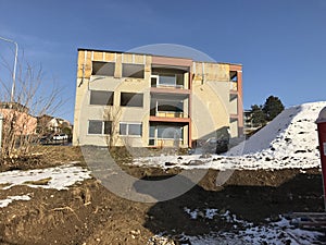 A house to be destructed, partially dismantled in Urdorf Switzerland