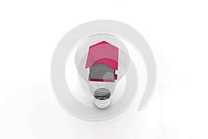 House in to the light bulb, ecology concept