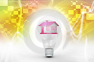 House in to the light bulb, ecology concept