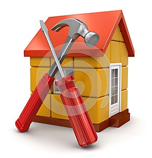 House and Tools (clipping path included) photo