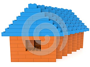 House of toy bricks on white