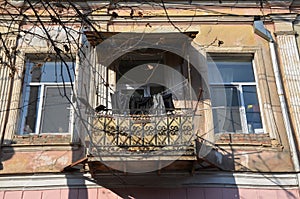 The house with a traditional balcony in Tbilisi