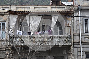 The house with a traditional balcony in Tbilisi