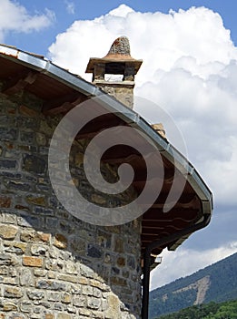 House with traditional chimney in GavÃ­n. Huesca. Spain.