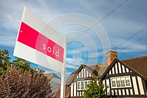 House in UK with sold sign