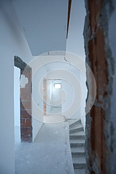 House under construction, interior view