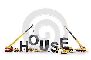 House under construction: Machines building house-