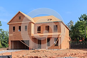 A House under construction in a subdivision.