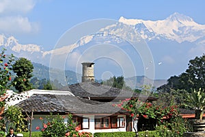 House under Himalayan mountain