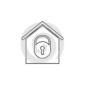 house under lock and key icon. Element for mobile concept and web apps. Thin line icon for website design and development, app de