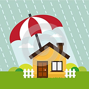 House under protect of the umbrella
