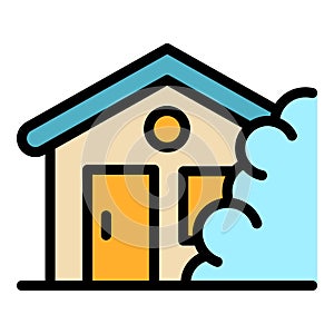 House under rockfall icon color outline vector