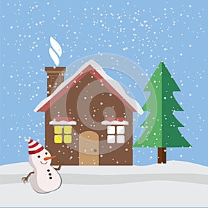 House under snow flat icon