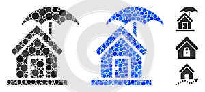 House Under Umbrella Mosaic Icon of Round Dots