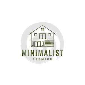 house village culture japan minimalist relax simple line logo design vector icon illustration