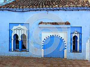 house wall on blue street Chefchaouen