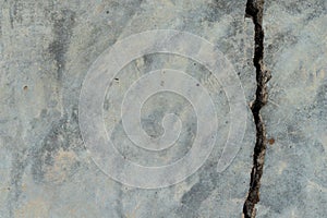 A house wall with a large crack. Grunge concrete cement wall with a crack in an industrial building