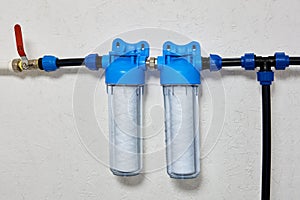 House water filter system, string wound filters to clean fresh drinking water.