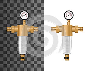 House water sediment filter system vector mock-up