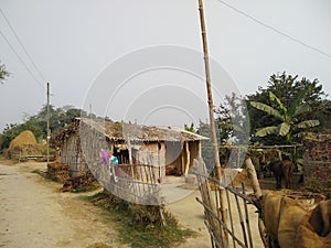 House of weaker section people who belongs below poverty line in madhubani India