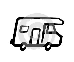House on wheels. Camping on an isolated background. Symbol. Vector
