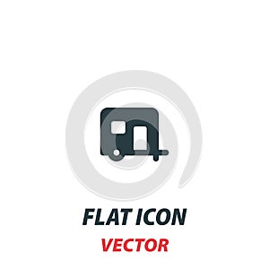 house on wheels icon in a flat style. Vector illustration pictogram on white background. Isolated symbol suitable for mobile photo