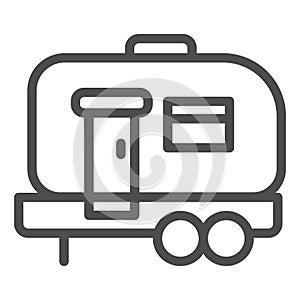 House on wheels line icon. Mooving house vector illustration isolated on white. Car home outline style design, designed