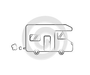 House on wheels. Symbol on a white background. Vector