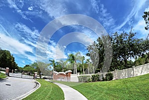 House, white cloud and blue sky