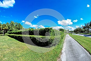 House, white cloud and blue sky