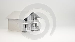 House on white studio background. Buying new home for big family. Residential building exterior.