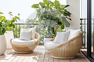 House wicker interior design home garden green pillow chair summer rattan furniture nature