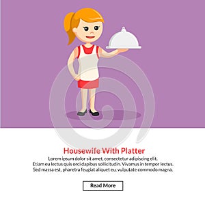 House wife holding a platter