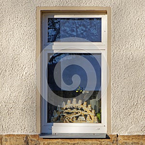 House window with Christmas decoration, Germany