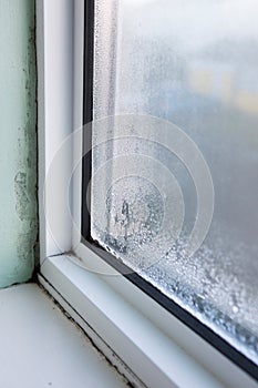 House Window With Damp And Condensation