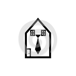 House window and tie icon. Dog silhouette eps ten