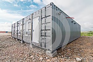 House with windows and doors made of iron containers for cargo transportation