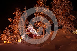 House in the winter forest