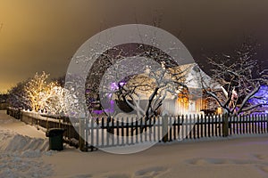 House in the winter night