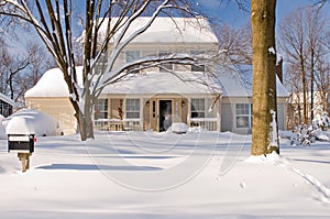 House in winter snow